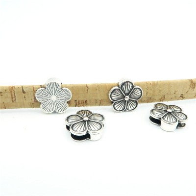 10 Pcs For 10mm flat leather,Antique Silver Flower, jewelry supplies jewelry finding D-1-10-34