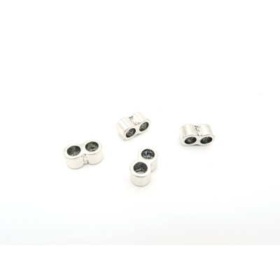 20 Pcs for 5mm round leather Antique Silver 2 Stand bead , jewelry supplies jewelry finding D-5-5-34