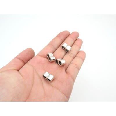 20 Pcs for 5mm round leather Antique Silver 2 Stand bead , jewelry supplies jewelry finding D-5-5-34