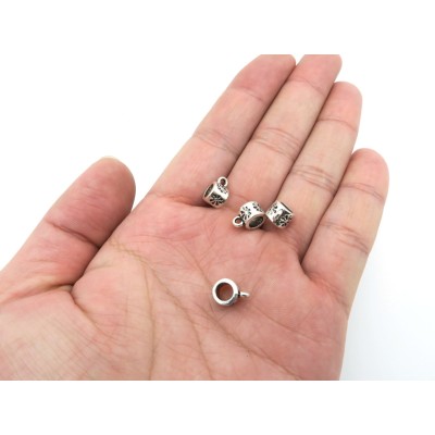 20 pezzi per perline porta argento antico in pelle rotonda da 5 mm, perline Bali, forniture di gioielli Risultati gioielli D-5-5