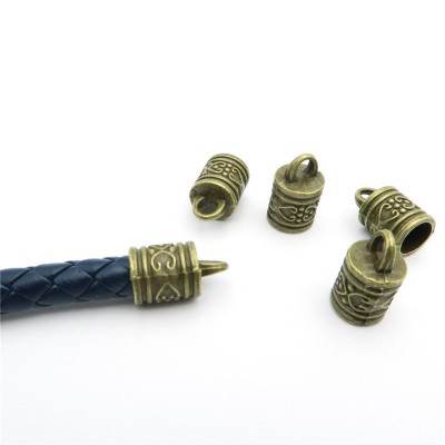 10Pcs for 7mm round leather ends clasp, antique brass jewelry supplies jewelry finding D-6-4