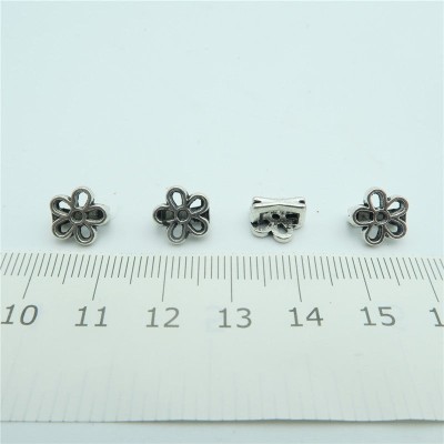 20pcs For 5mm flat leather slider antique silver flower, jewelry finding supplies D-1-5-14