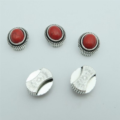 10 Pcs for 10mm flat leather, Antique silver with red stone slider beads jewelry supplies jewelry finding D-1-10-140