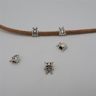 10 Pcs for 5mm round leather, Antique silver ladybug, jewelry supplies jewelry finding D-5-5-53