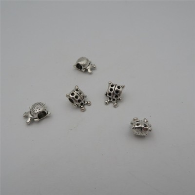 10 Pcs for 5mm round leather, Antique silver ladybug, jewelry supplies jewelry finding D-5-5-53