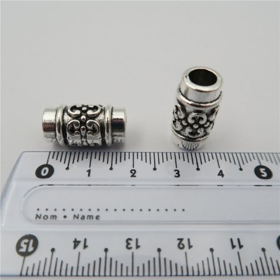 10 PCS For 5mm leather antique silver zamak flower beads, Jewelry supply, Findings Components D-5-5-60