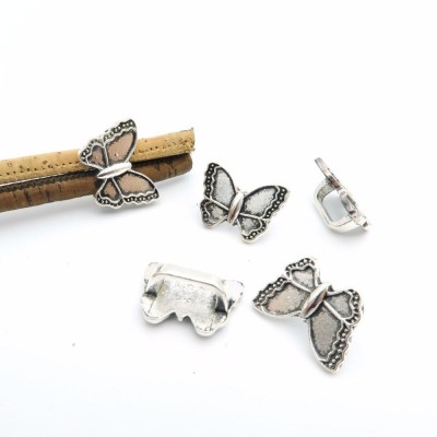 10 pcs For 10x5mm leather Antique Silver butterfly Slider, bracelet findings, Leather Components D-2-4