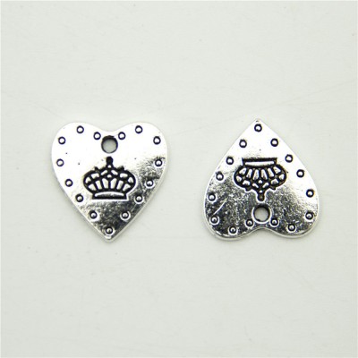 10 units Pendant antique silver Crown and love Pendants Jewelry Findings & Components 15x19mm D-3-303