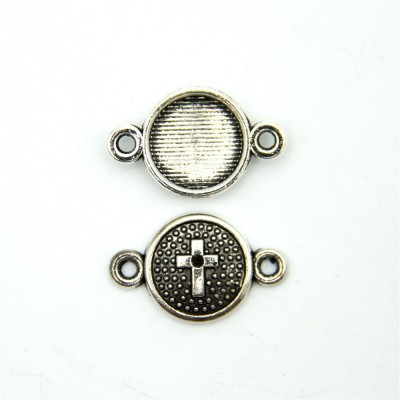 30 units Pendant antique sliver round cross connector charms Pendants Jewelry Findings & Components D-3-338