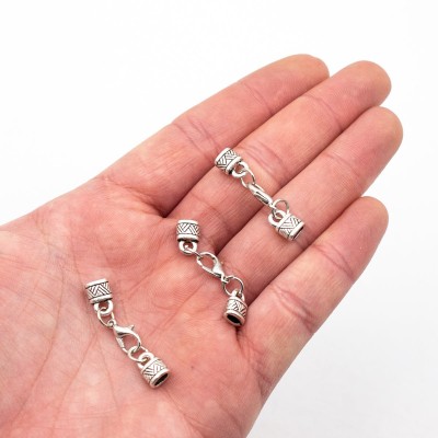 20Pcs for 4mm -5mm ,Flat leather ends clasp, Antique Silver jewelry supplies jewelry finding D-6-20-B