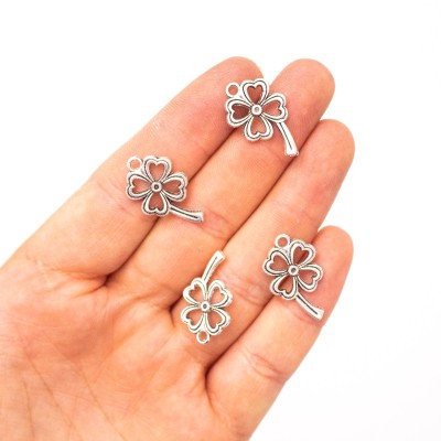 20 units 14x24mm Pendant antique silver Four leaf Clover jewelry pendant Jewelry Findings & Components D-3-408