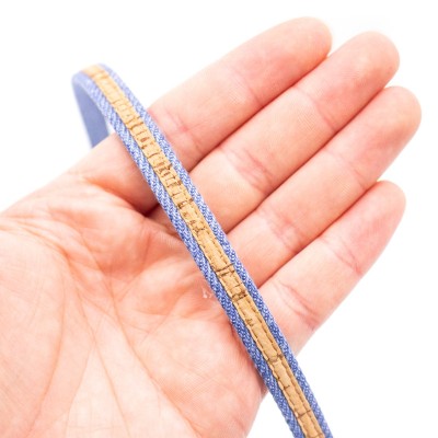 Natural cork & Denim 10mm flat cord COR-507(10meters)