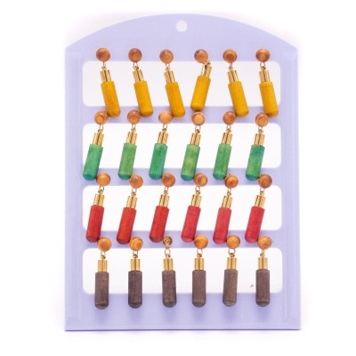 Wooden earrings, 12 pairs of 4 colors MER-01