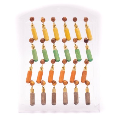 Wooden earrings, 12 pairs of 4 colors MER-01