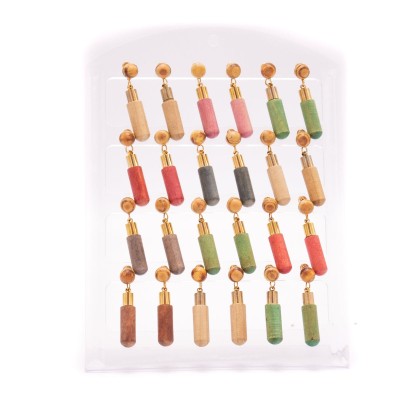 Wooden earrings, 12 pairs of 4 colors MER-01