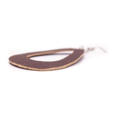 dark brown cork fabric Shapes for Earrings, Original handmade ladies earrings-ER-073-E