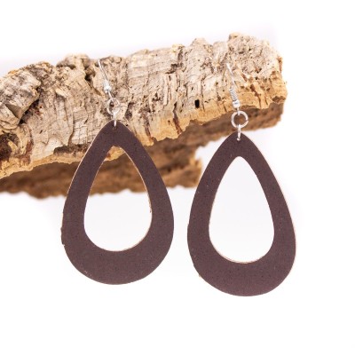 dark brown cork fabric Shapes for Earrings, Original handmade ladies earrings-ER-073-E