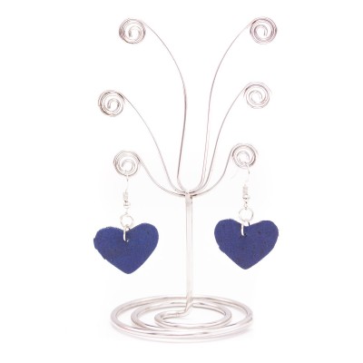 Blue heart Earrings, Original handmade ladies earrings-ER-072-E