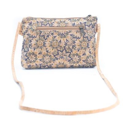 Natural Cork and Printed Design Women's Crossbody Bag BAGP-230