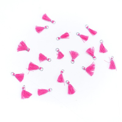 10 pcs pink color Small Tassel with silver ring Tassels, D-3-535