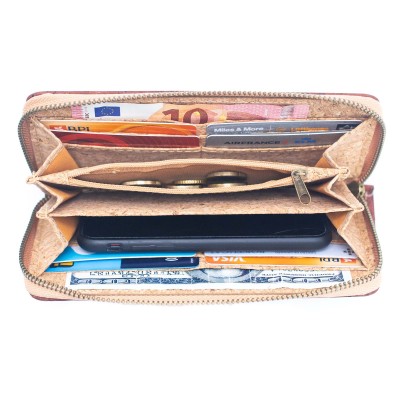 Solid color cork women card zipper vegan wallet BAGP-245