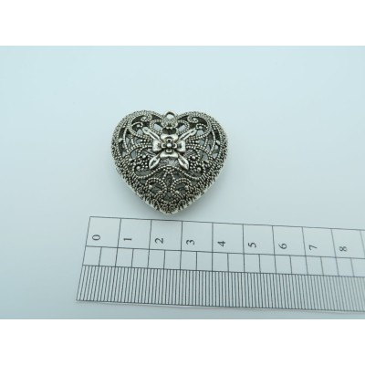 5units heart pendants for necklace, antique silver, Jewelry Findings & Components D-3-14