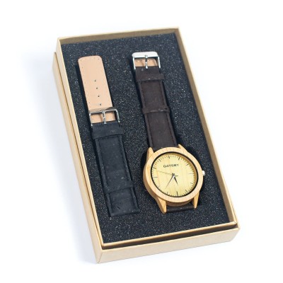 Cork Watch Set - Two Color Watch Strap - Unisex Cork Fashion Watch WA-329-BOX(with box)