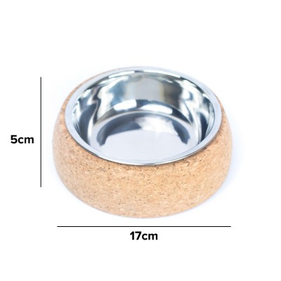 Cork Base and Stainless Steel Pet Food Bowl L-926