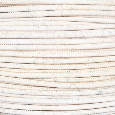 White cork 3mm round Cork Cord -COR-451-B