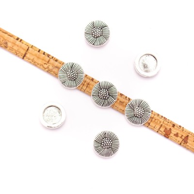 10Pcs For 10mm flat leather,Antique Silver Flower bracelet accessories jewelry supplies jewelry finding D-1-10-240