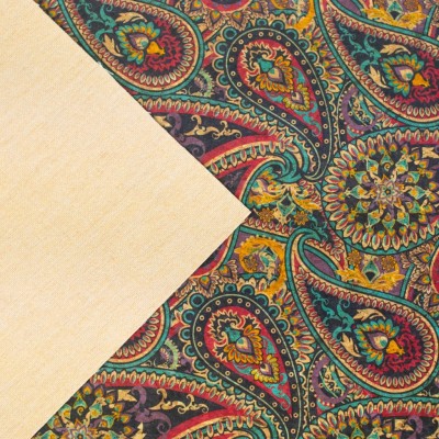 Paisley Pattern Printed Natural Cork Fabric COF-473